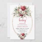 Minimal Bohemian Red White Gold Baby Shower Kaart (Voorkant)