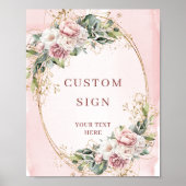 Minimal Bohemian Rose Gold Greenery Custom Sign Poster (Voorkant)