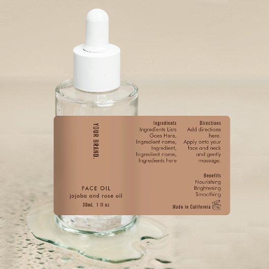 Minimal Boho 1oz 30ml Cosmetic Bottle Waterproof Labels