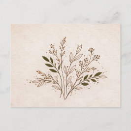 Minimal Boho Botanical Line Art Leaf Illustration Briefkaart