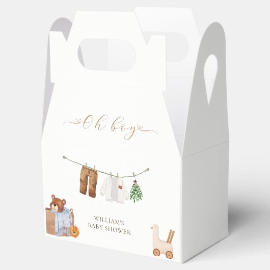 Minimal Boho Boy Kleding Baby shower Bedankdoosjes (Geopend)