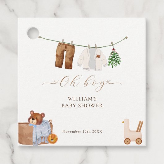 Minimal Boho Boy Kleding Baby shower Bedankjes Labels (Voorkant)