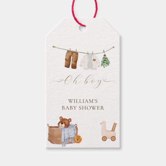 Minimal Boho Boy Kleding Baby shower Cadeaulabel (Voorkant)