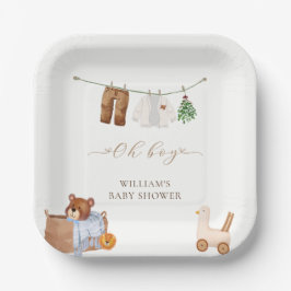 Minimal Boho Boy Kleding Baby shower Papieren Bordje