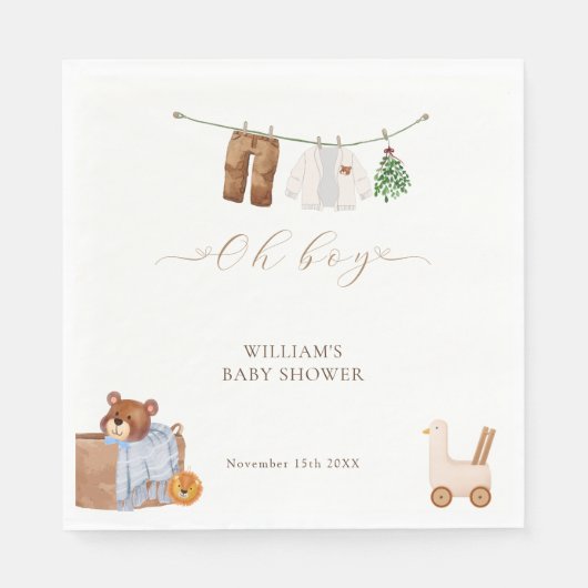 Minimal Boho Boy Kleding Baby shower Servet (Voorkant)