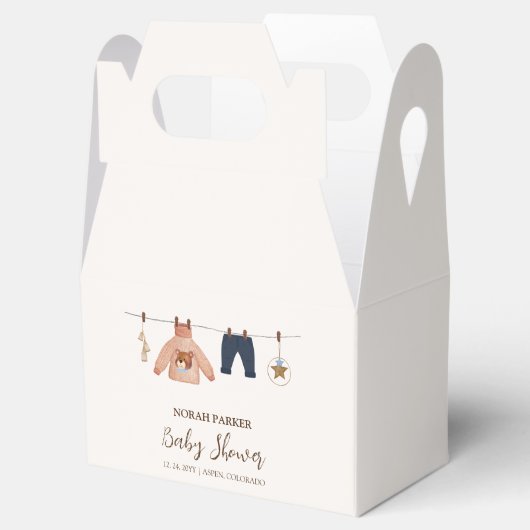 Minimal Boho Boy Winter Clothesline Baby shower Bedankdoosjes (Geopend)