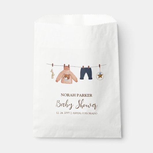 Minimal Boho Boy Winter Clothesline Baby shower Bedankzakje (Voorkant)