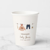 Minimal Boho Boy Winter Clothesline Baby shower Papieren Bekers (Achterkant)