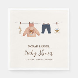 Minimal Boho Boy Winter Clothesline Baby shower Servet