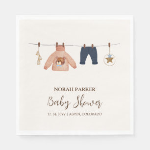 Minimal Boho Boy Winter Clothesline Baby shower Servet