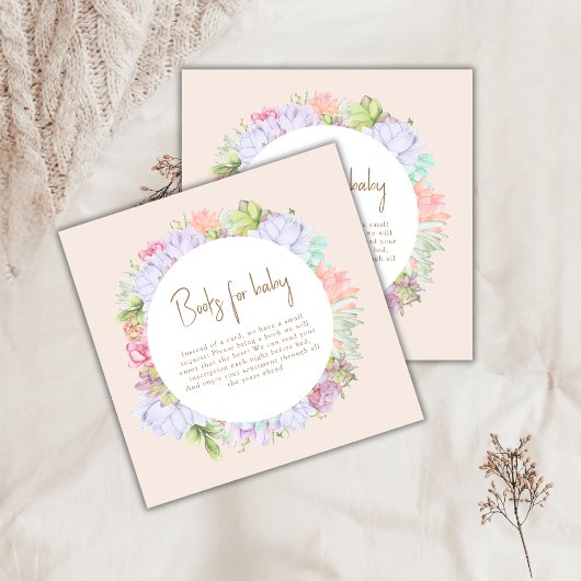 Minimal Boho Cactus woestijnboeken voor Baby showe Informatiekaartje