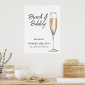 Minimal Boho Champagne Brunch Baby shower Welkom Poster (Keuken)