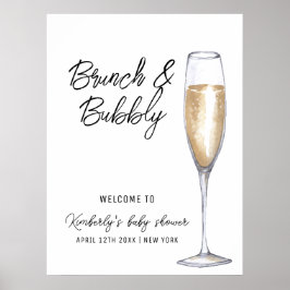 Minimal Boho Champagne Brunch Baby shower Welkom Poster