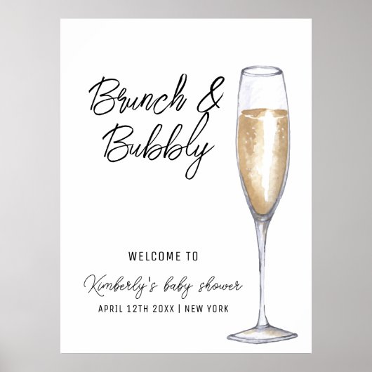 Minimal Boho Champagne Brunch Baby shower Welkom Poster (Voorkant)