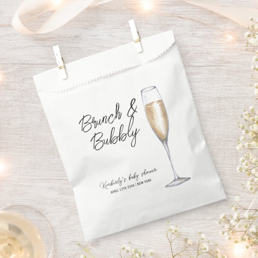 Minimal Boho Champagne Brunch Bubbly Baby shower Bedankzakje (Geknipt)