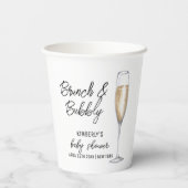 Minimal Boho Champagne Brunch Bubbly Baby shower Papieren Bekers (Achterkant)