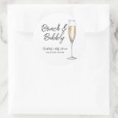 Minimal Boho Champagne Brunch Bubbly Baby shower Ronde Sticker (Tas)