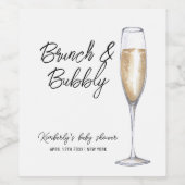 Minimal Boho Champagne Brunch Bubbly Baby shower Wijn Etiket (Enkel label)