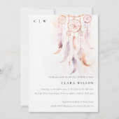 Minimal Boho Feather Dreamcatcher Vrijgezellenfees Kaart (Voorkant)