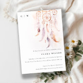 Minimal Boho Feather Dreamcatcher Vrijgezellenfees Kaart