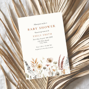 Minimal Boho Floral Baby shower Kaart