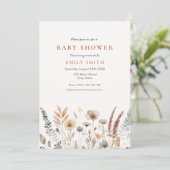 Minimal Boho Floral Baby shower Kaart (Staand voorkant)