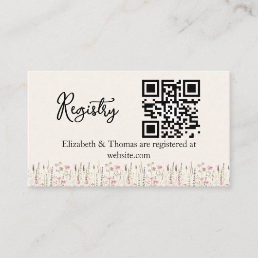 "Minimal Boho Floral Bridal Registry  Informatiekaartje (Voorkant)