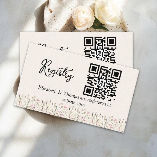"Minimal Boho Floral Bridal Registry  Informatiekaartje