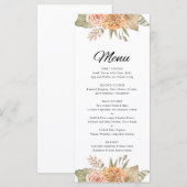 Minimal Boho Floral Bruiloft Menu Kaart (Voorkant / Achterkant)