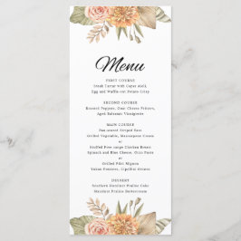 Minimal Boho Floral Bruiloft Menu Kaart