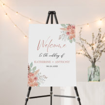 Minimal Boho Floral Wedding Welkom Poster