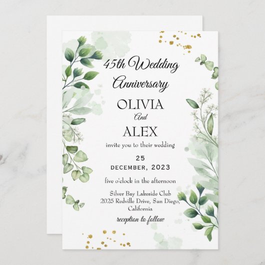 Minimal Boho Greenery Wedding Jubileum Kaart (Voorkant / Achterkant)