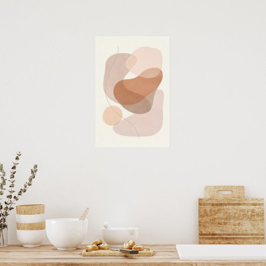 Minimal Boho Modern Neutral Abstract Shapes Poster (Keuken)
