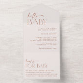 Minimal Boho, Modern, Terracotta, Baby shower All In One Uitnodiging (Binnen)