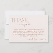 Minimal Boho, Modern, Terracotta, Baby shower Bedankkaart (Voorkant)