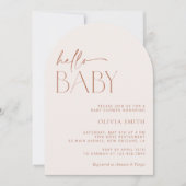 Minimal Boho, Modern, Terracotta, Baby shower Kaart (Voorkant)