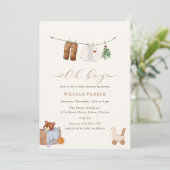 Minimal Boho Oh Boy Speelgoed Kleding Baby shower Kaart (Staand voorkant)
