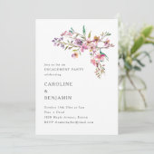 Minimal Boho Pink Wildflowers Engagement Party Kaart (Staand voorkant)