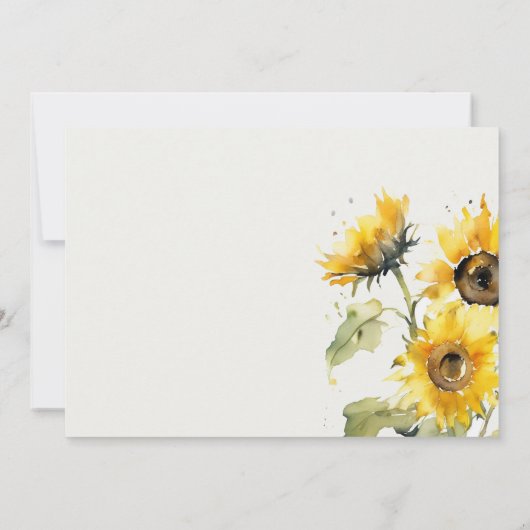 Minimal Boho Rustic Zonnebloem Waterverf Verjaarda Kaart (Achterkant)