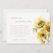 Minimal Boho Rustieke Zonnebloem Waterverf bruilof Bedankkaart (Voorkant)