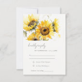 Minimal Boho Rustieke Zonnebloem Waterverf bruilof RSVP Kaartje (Voorkant)