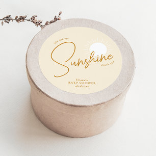 Minimal Boho Sunshine Beige Baby shower Dank u Ronde Sticker