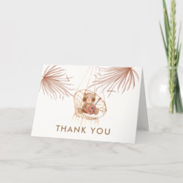 Minimal Boho Teddy Bear Beach Baby shower Bedankkaart