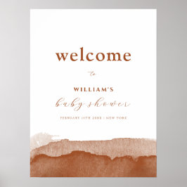 Minimal Boho Terracotta Ombre Baby shower Welkom Poster