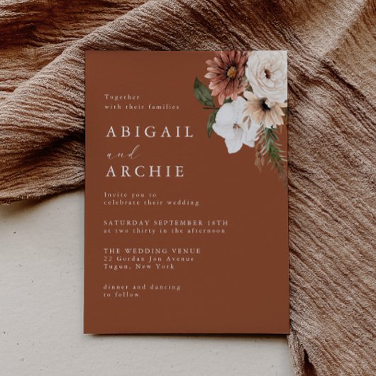 Minimal Boho Terracotta Wedding  Kaart