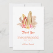Minimal Boho Tropical Flower SurfIng Baby shower Bedankkaart (Voorkant)