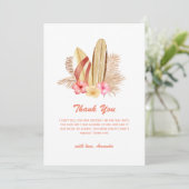 Minimal Boho Tropical Flower SurfIng Baby shower Bedankkaart (Staand voorkant)