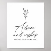 Minimal Boho Vrijgezellenfeest Advies en Wensen Si Poster (Voorkant)