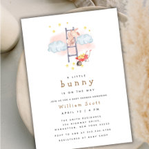 Minimal Boho Waterverf Bunny Stars Baby shower