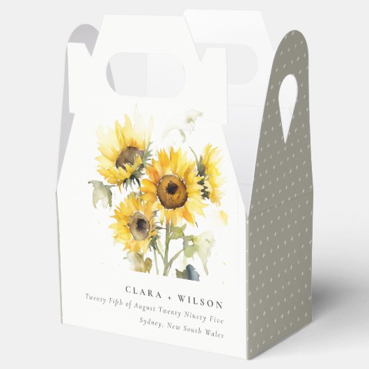 Minimal Boho Waterverf Zonnebloem Rustiek Huwelijk Bedankdoosjes (Geopend)